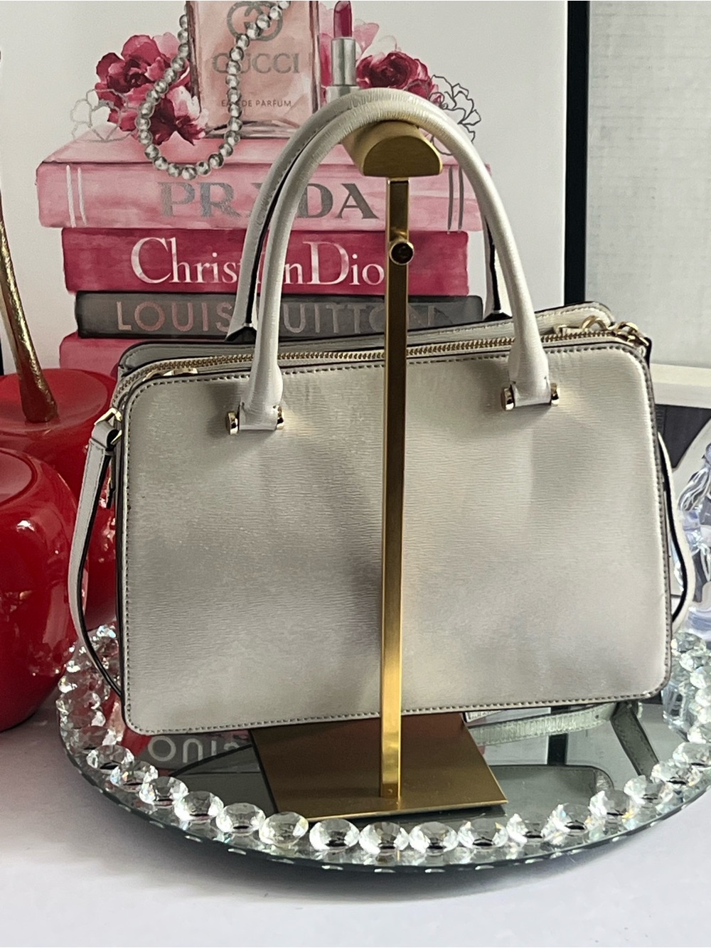 kate spade gray Patent Leather Satchel with Gold Hardware crossbody bag - Picture 4 of 17